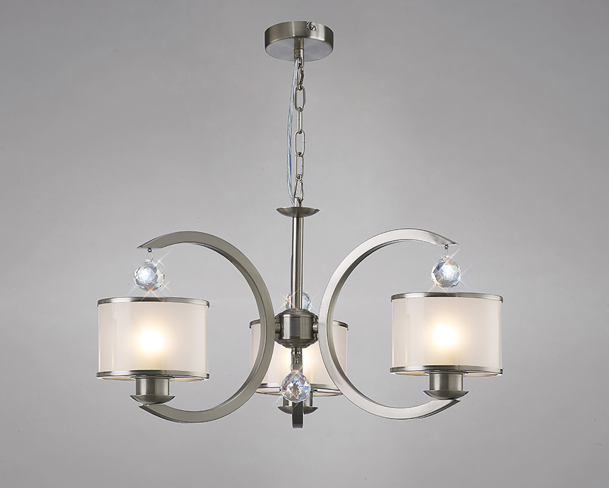 IL31233  Lincoln Crystal Ceiling 3 Light Satin Nickel